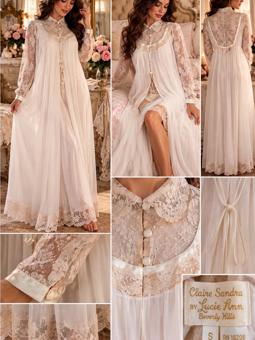 ✨ True Vintage Claire Sandra by Lucie Ann Beverly Hills Peignoir – Size Small ✨